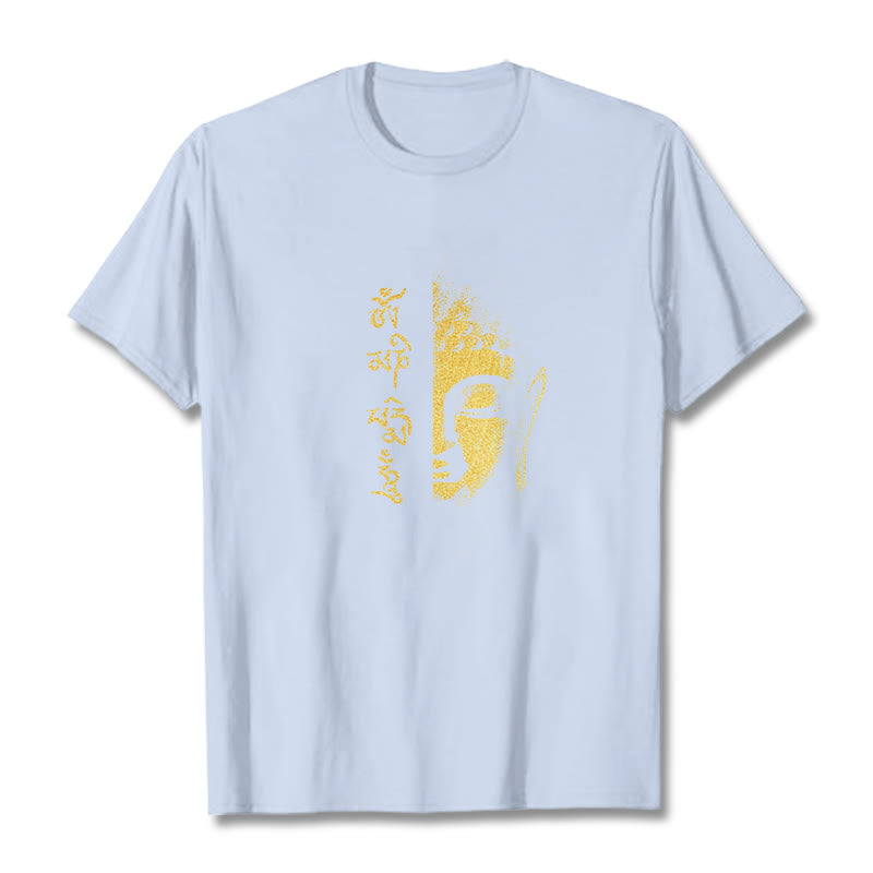 Buddha Stonesオーム・マニ・パドメ・フムゴールデン ブッダ コットン Tシャツ Tシャツ - ライトシアン - 2XL - image 8