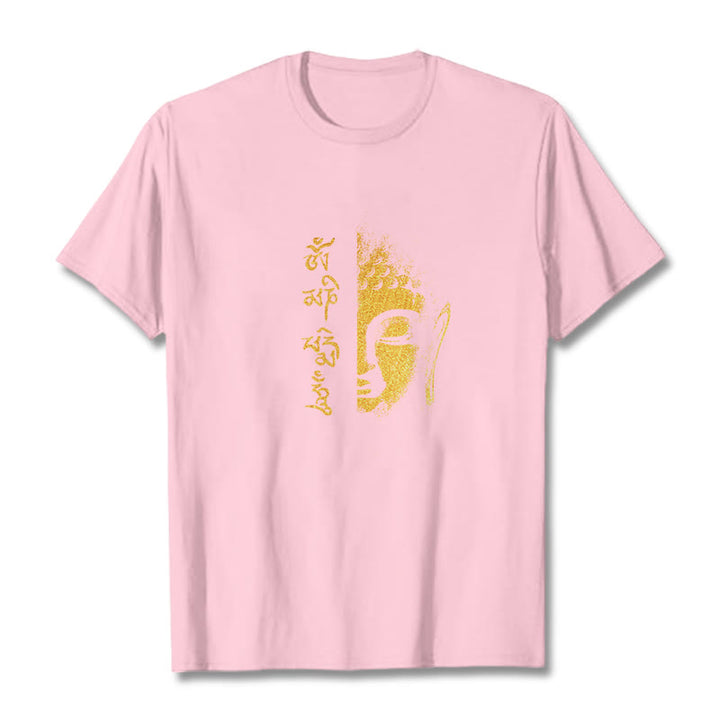 Buddha Stonesオーム・マニ・パドメ・フムゴールデン ブッダ コットン Tシャツ Tシャツ - ライトピンク - 2XL - image 18