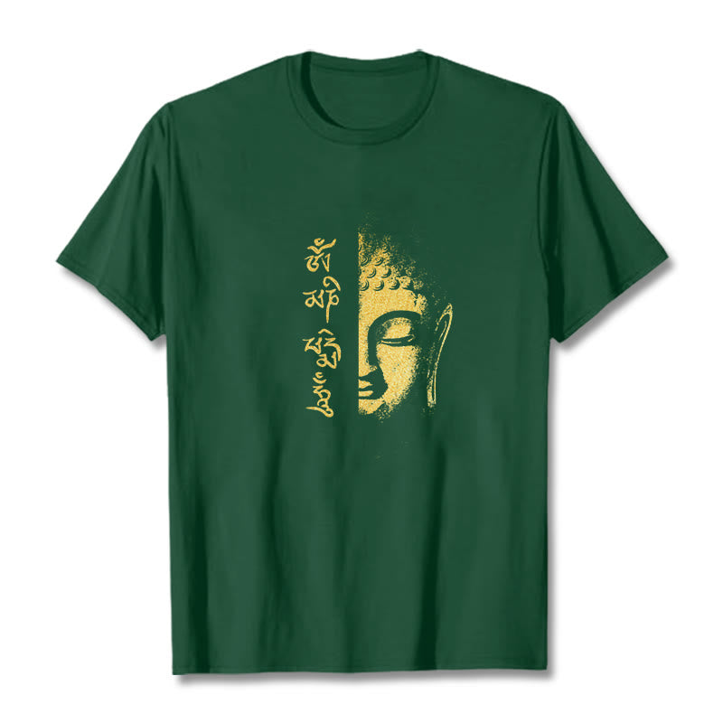 Buddha Stonesオーム・マニ・パドメ・フムゴールデン ブッダ コットン Tシャツ Tシャツ - フォレストグリーン - 2XL - image 5