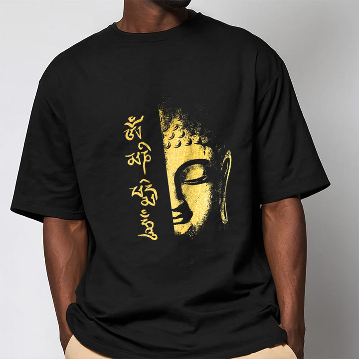 Buddha Stonesオーム・マニ・パドメ・フムゴールデン ブッダ コットン Tシャツ Tシャツ - image 2