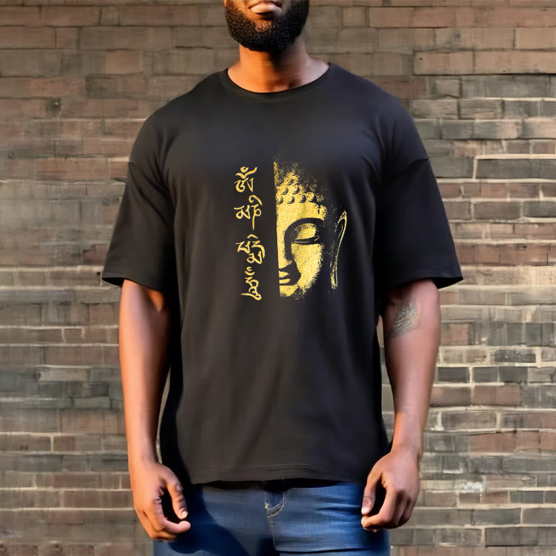 Buddha Stonesオーム・マニ・パドメ・フムゴールデン ブッダ コットン Tシャツ Tシャツ - image 3