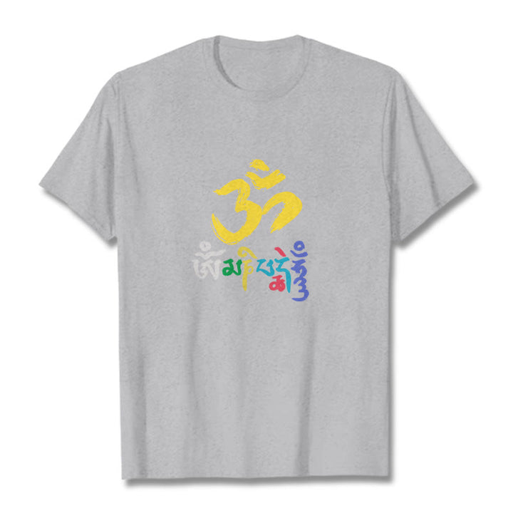 Buddha Stonesのカラフルなオーム・マニ・パドメ・フムのコットンTシャツ - ライトグレー - 2XL - image 18