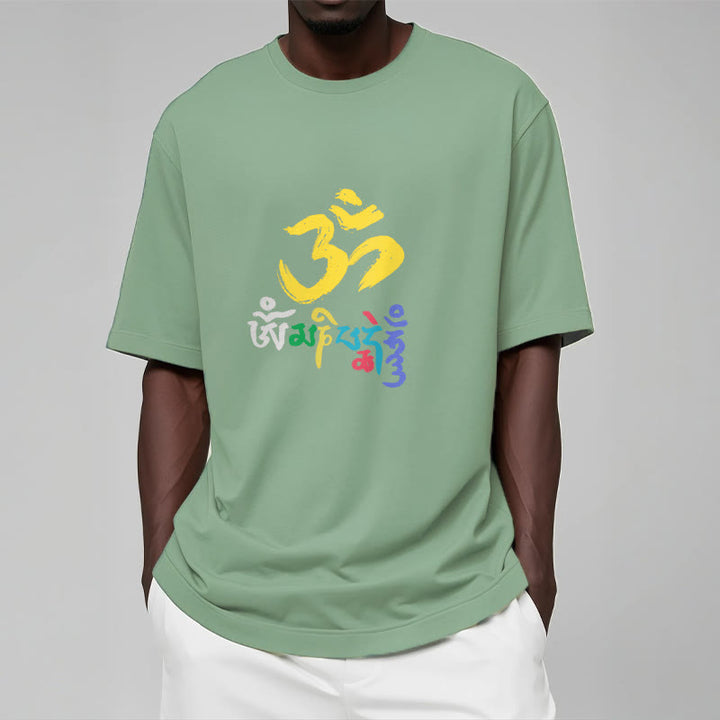 Buddha Stonesのカラフルなオーム・マニ・パドメ・フムのコットンTシャツ - image 15