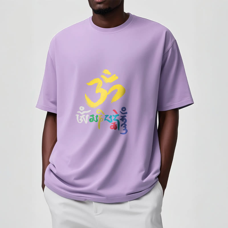 Buddha Stonesのカラフルなオーム・マニ・パドメ・フムのコットンTシャツ - image 17