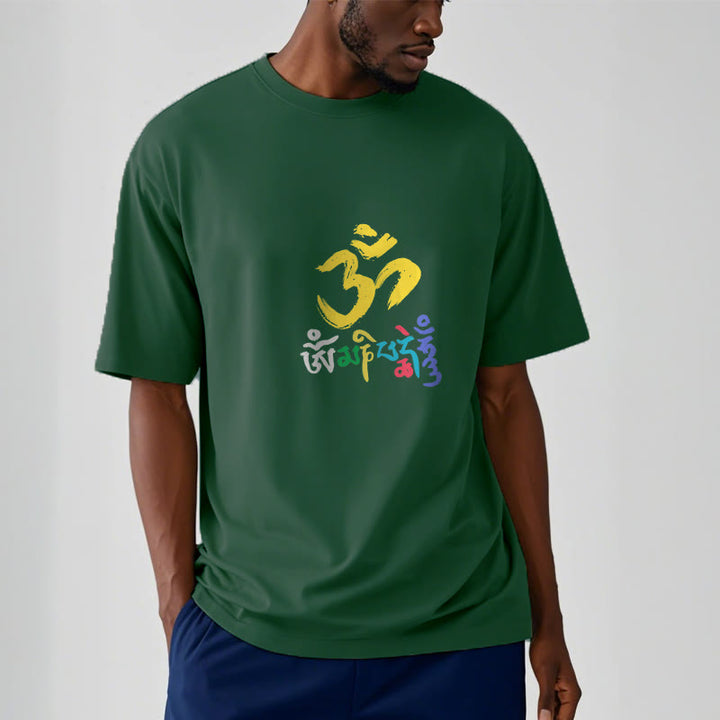 Buddha Stonesのカラフルなオーム・マニ・パドメ・フムのコットンTシャツ - image 7