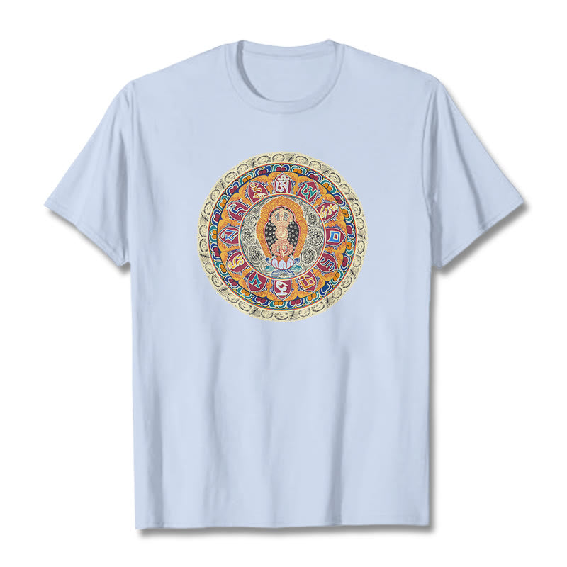 Buddha Stonesドルジェ金剛曼荼羅仏コットンTシャツ - ライトシアン - 2XL - image 10