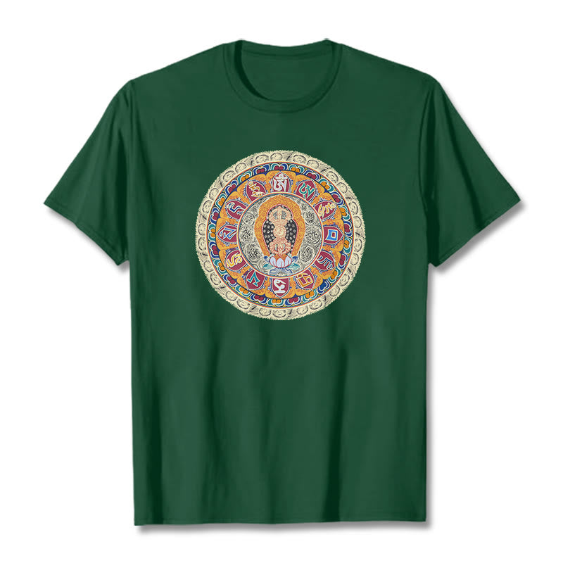 Buddha Stonesドルジェ金剛曼荼羅仏コットンTシャツ - フォレストグリーン - 2XL - image 7