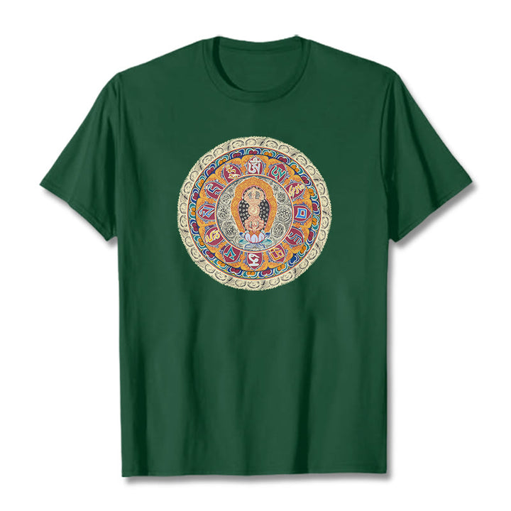 Buddha Stonesドルジェ金剛曼荼羅仏コットンTシャツ - フォレストグリーン - 2XL - image 7