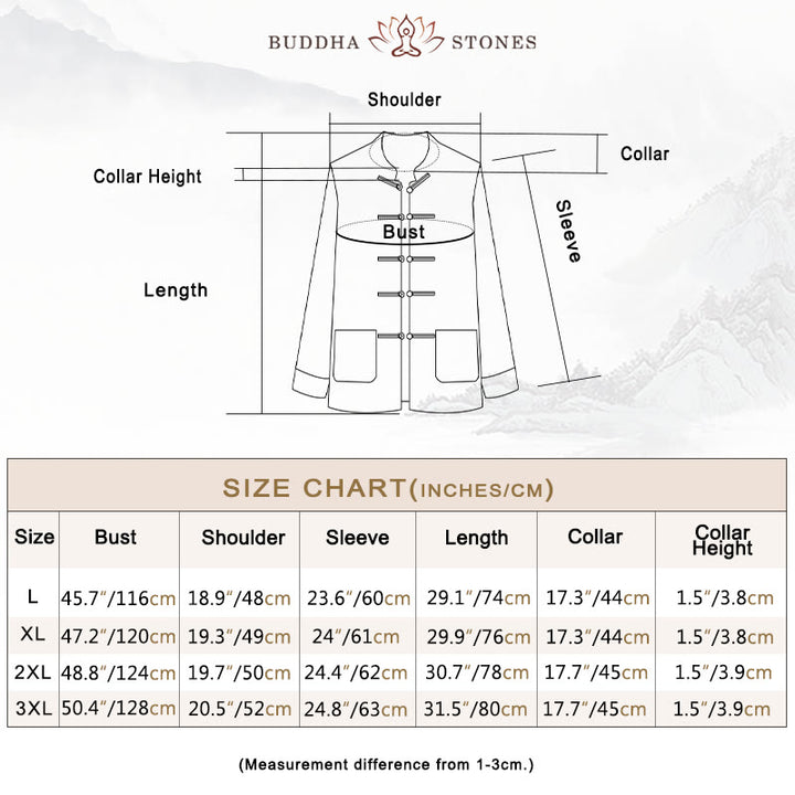 Buddha Stonesメンズ フロッグボタン タンスーツ 鯉柄 長袖ジャケット シャツ ポケット付き