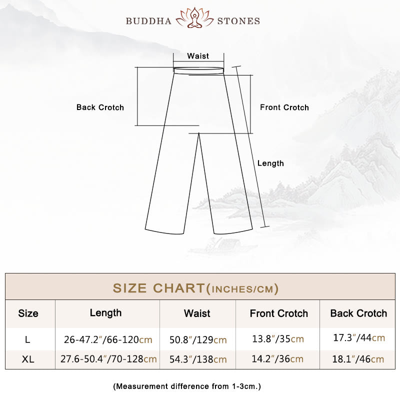 Buddha Stones 2点 Vネック メンズ 長袖シャツ トップパンツ 瞑想 禅 太極拳 コットンリネン 衣類セット - image 7