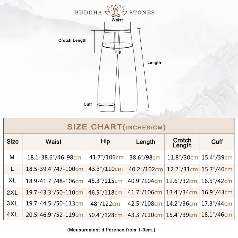 Buddha Stonesメンズ 無地 コットンリネン カジュアル ドローストリング パンツ ポケット付き - image 6