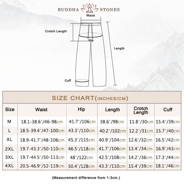 Buddha Stonesメンズ 無地 コットンリネン カジュアル ドローストリング パンツ ポケット付き - image 6