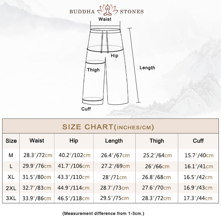Buddha Stonesメンズ 無地 ラミー リネン ドローストリング クロップドパンツ ポケット付き - image 5