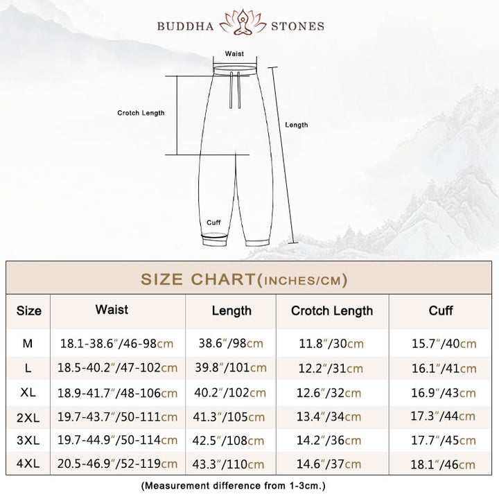 Buddha Stones無地コットンリネンカジュアルメンズハーレムパンツ（ポケット付き） - image 4