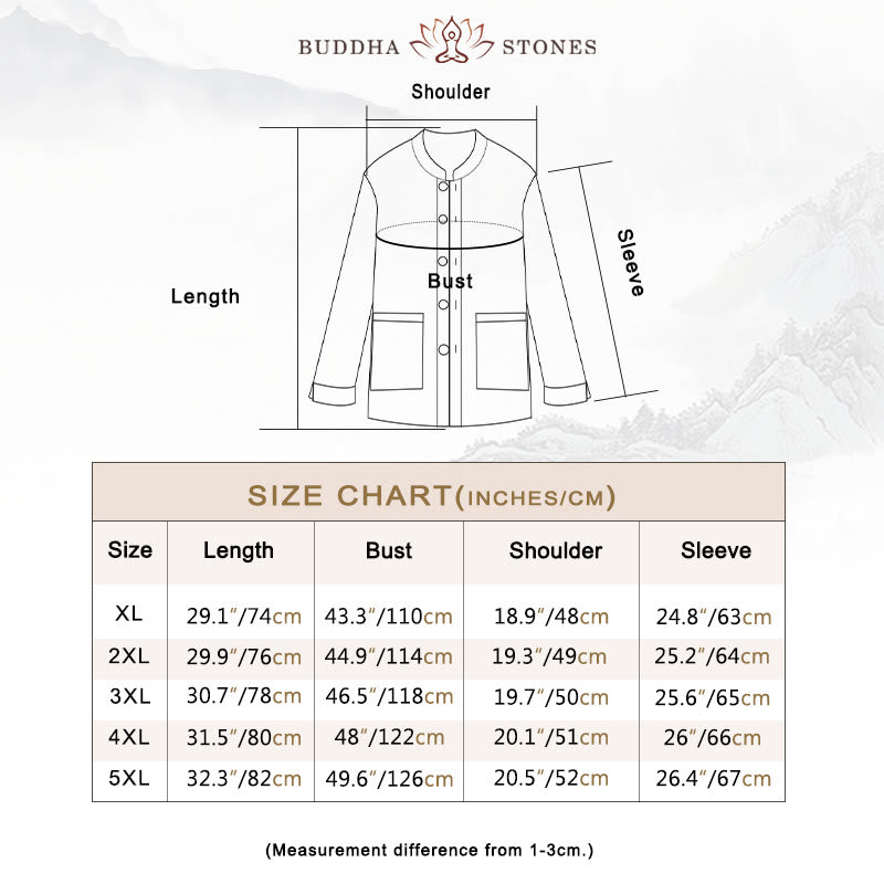 Buddha Stonesメンズ ボタン付きラミーリネンコットンフリース裏地ジャケットシャツ ポケット付き - image 5