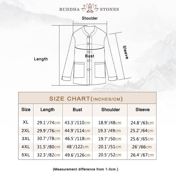 Buddha Stonesメンズ ボタン付きラミーリネンコットンフリース裏地ジャケットシャツ ポケット付き - image 5