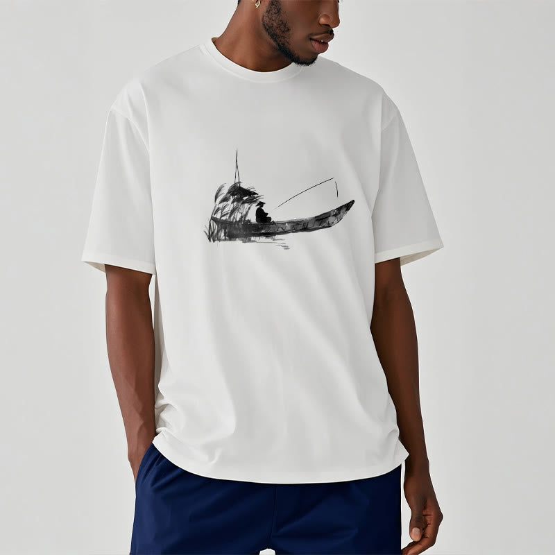Buddha Stonesボート釣り草柄コットンTシャツ - image 5