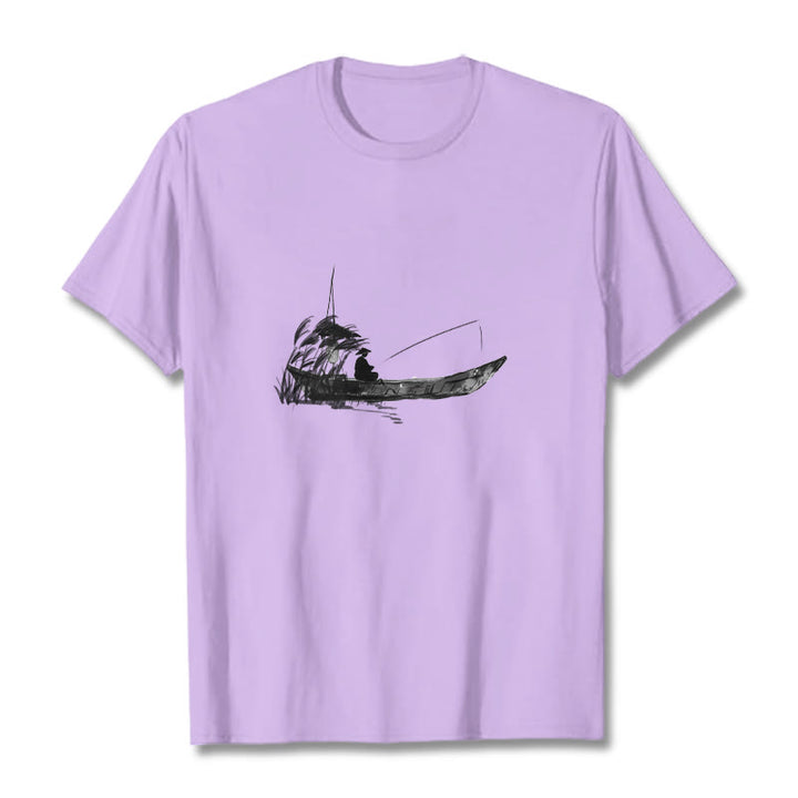 Buddha Stonesボート釣り草柄コットンTシャツ - 梅 - 2XL - image 9