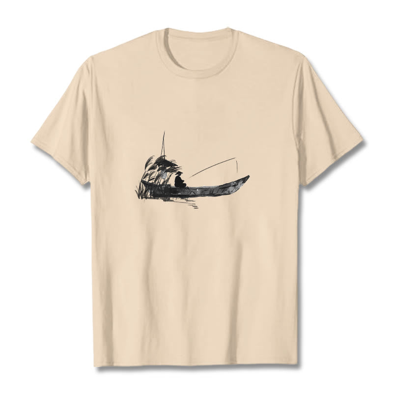 Buddha Stonesボート釣り草柄コットンTシャツ - ビスク - 2XL - image 7