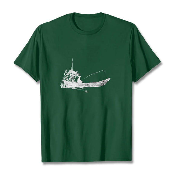 Buddha Stonesボート釣り草柄コットンTシャツ - フォレストグリーン - 2XL - image 3