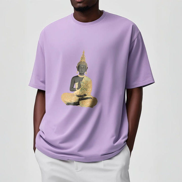 Buddha Stones、瞑想する仏陀の模様、コットンTシャツ - image 9