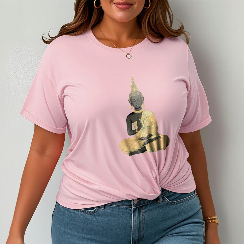 Buddha Stones、瞑想する仏陀の模様、コットンTシャツ - image 20