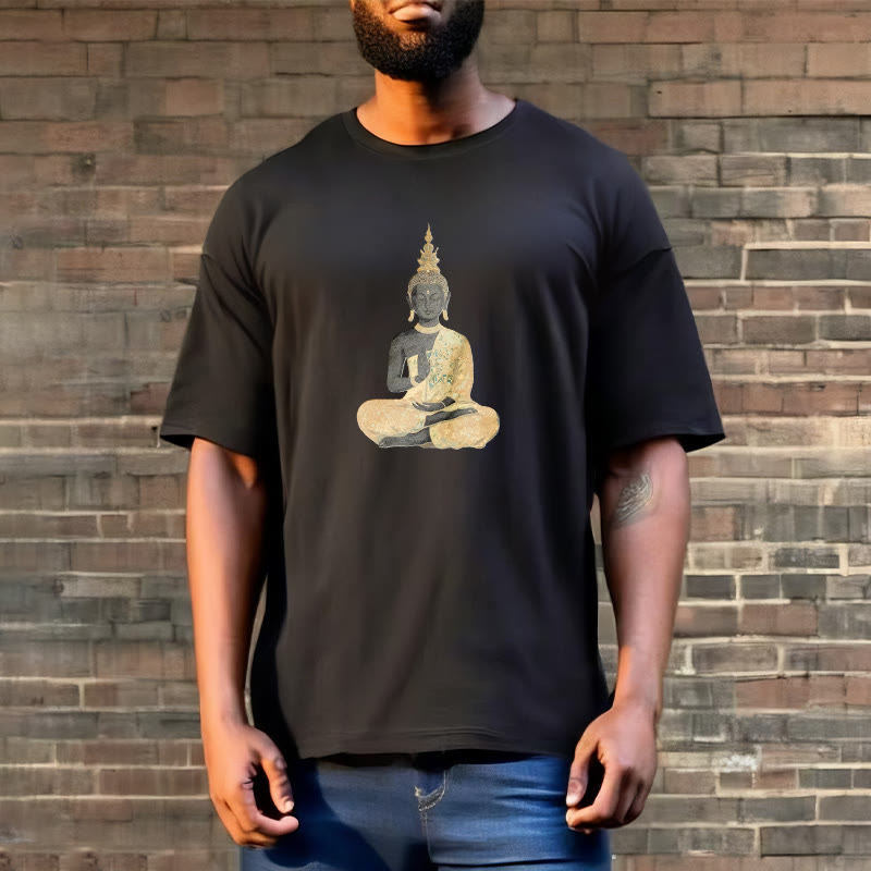Buddha Stones、瞑想する仏陀の模様、コットンTシャツ - image 13