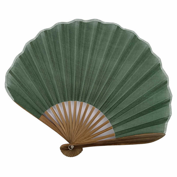 Buddha Stonesレトロ無地シェル型手持ち竹扇子