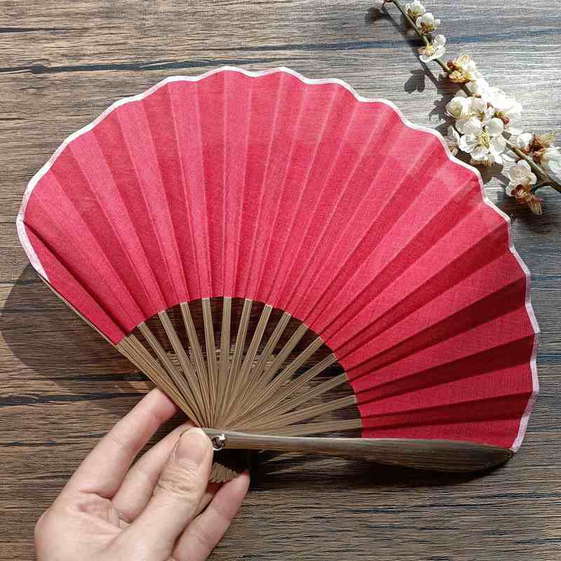 Buddha Stonesレトロ無地シェル型手持ち竹扇子
