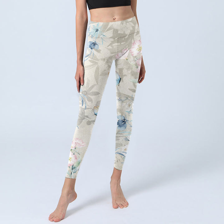 Buddha Stones桜 蝶 プリント ジムレギンス レディース ヨガパンツ - image 6