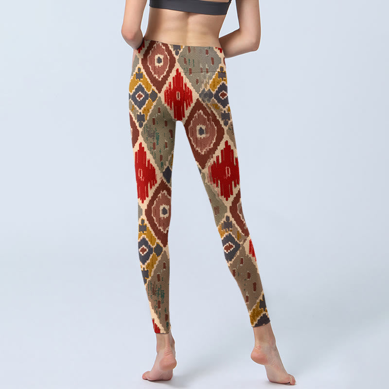 Buddha Stonesチェック柄プリント ジムレギンス レディース ヨガパンツ - image 7