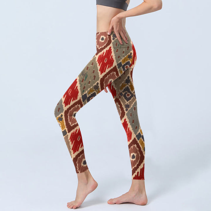 Buddha Stonesチェック柄プリント ジムレギンス レディース ヨガパンツ - image 3