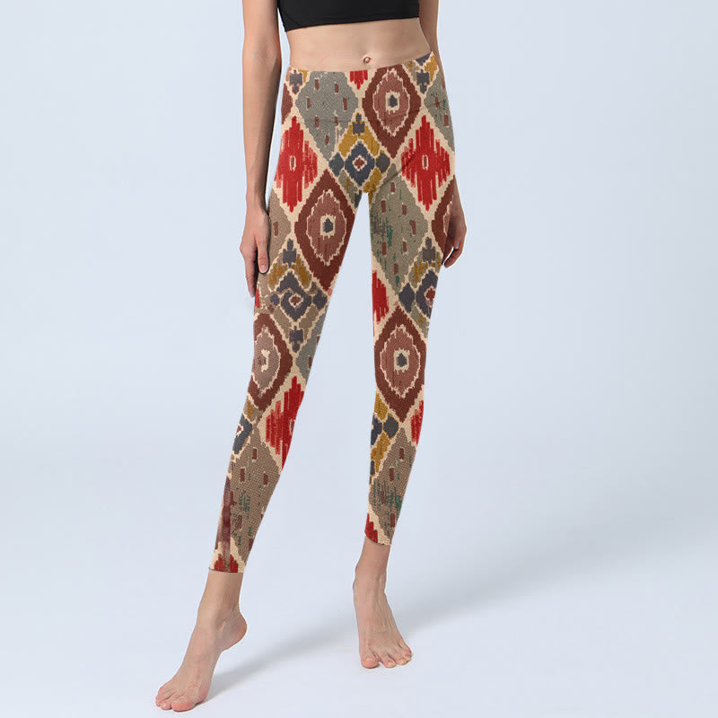 Buddha Stonesチェック柄プリント ジムレギンス レディース ヨガパンツ - image 6