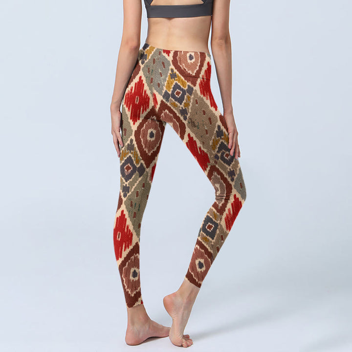 Buddha Stonesチェック柄プリント ジムレギンス レディース ヨガパンツ - image 5