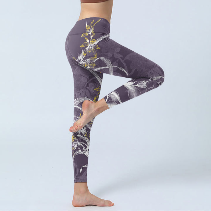 Buddha Stones、蘭、花、バラのジムレギンス、レディースヨガパンツ - image 4