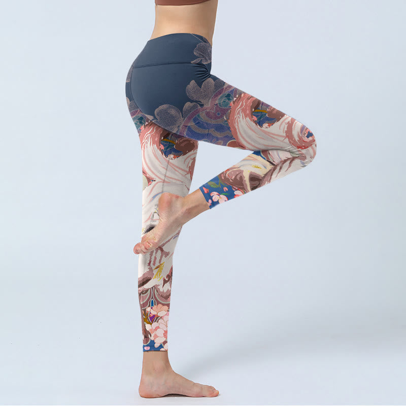 Buddha Stonesフォックス チェリーブロッサム ジムレギンス レディース ヨガパンツ - image 4