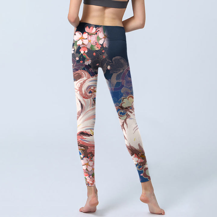 Buddha Stonesフォックス チェリーブロッサム ジムレギンス レディース ヨガパンツ - image 7