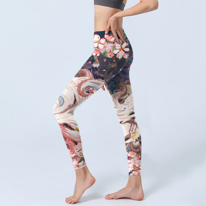 Buddha Stonesフォックス チェリーブロッサム ジムレギンス レディース ヨガパンツ - image 3