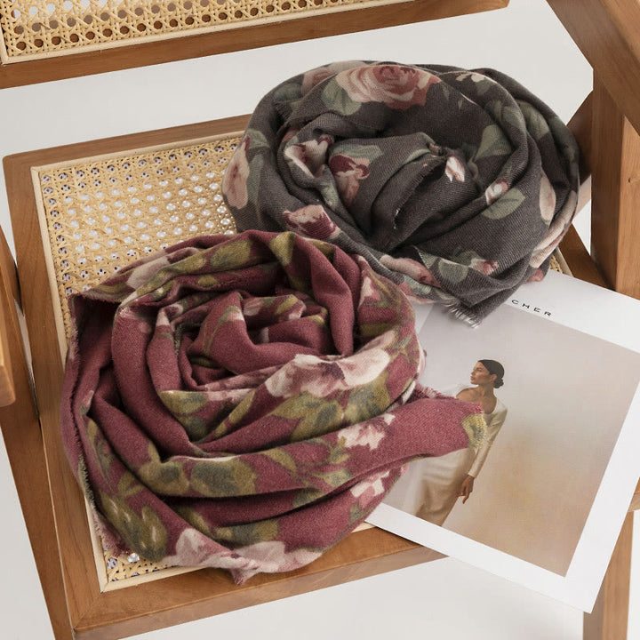 Buddha Stonesチベットショール ガーデンローズ 秋冬 心地よい旅行用スカーフラップ - image 1