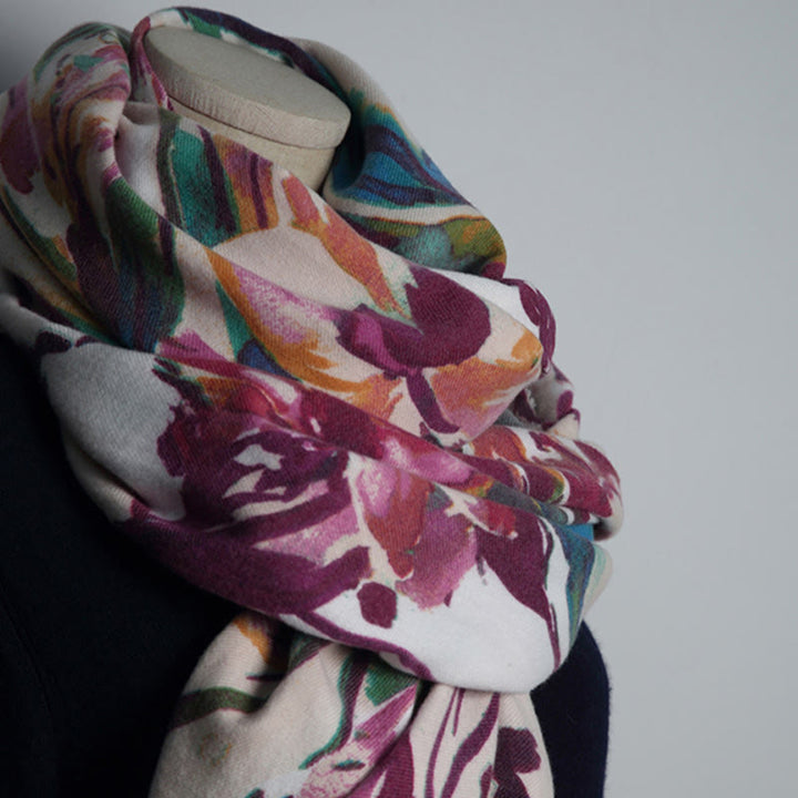 Buddha Stonesチベットの甘いカラフルな花柄ショール秋冬ソフトスカーフラップ - image 6