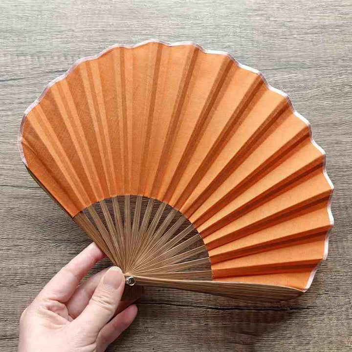 Buddha Stonesレトロ無地シェル型手持ち竹扇子