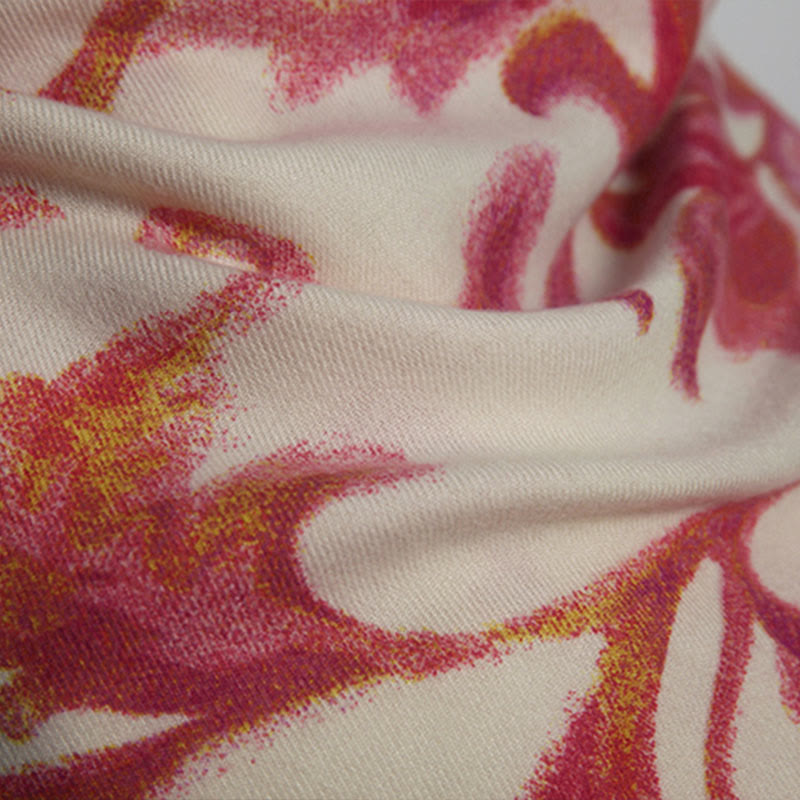 Buddha Stonesチベット赤花柄ショール 秋冬 ソフト 暖かい スカーフ ラップ - image 11