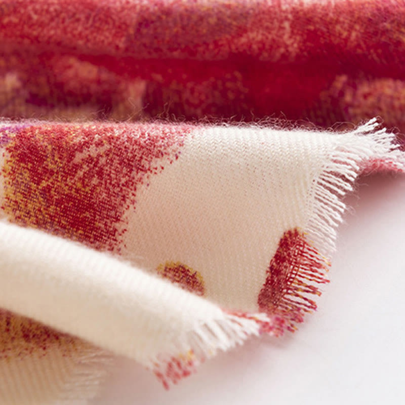 Buddha Stonesチベット赤花柄ショール 秋冬 ソフト 暖かい スカーフ ラップ - image 16