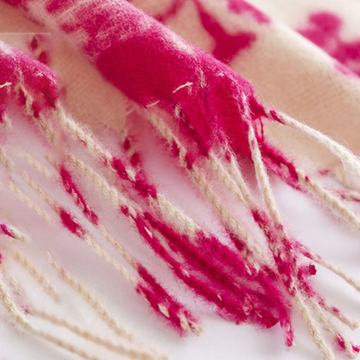 Buddha Stones、チベットのバラ、花の枝、プリントタッセルショール、秋冬用、柔らかく暖かいスカーフラップ - image 10