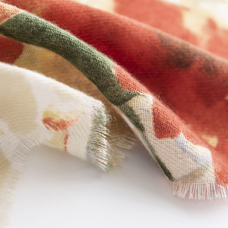 Buddha Stonesチベット 中国風 レトロ 水墨画 花柄 ショール 秋冬 あったか スカーフ ラップ - image 8