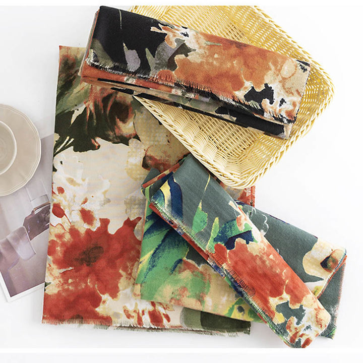 Buddha Stonesチベット 中国風 レトロ 水墨画 花柄 ショール 秋冬 あったか スカーフ ラップ - image 11