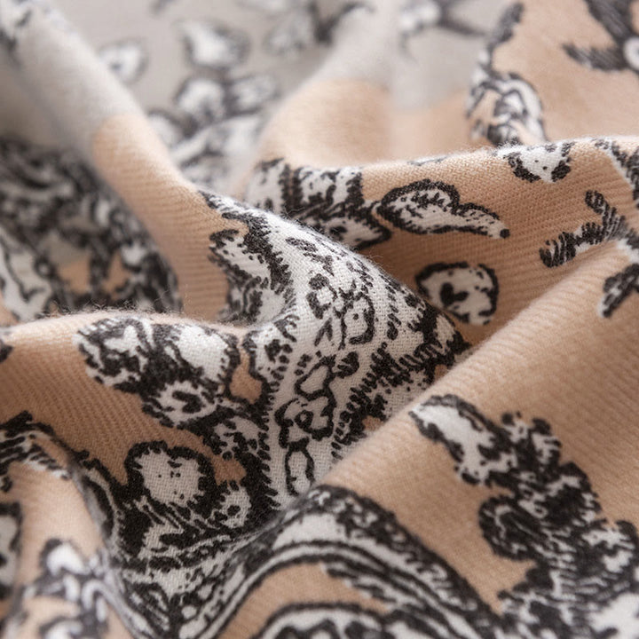 Buddha Stonesチベット民族フラワープリントショール秋冬ソフト暖かいスカーフラップ - image 5