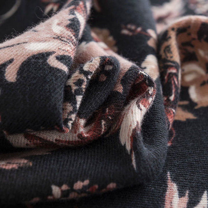 Buddha Stonesチベットの咲く菊バラの花柄ショール秋冬ソフト暖かいスカーフラップ - image 6