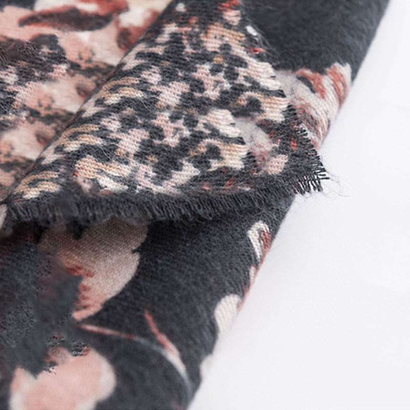 Buddha Stonesチベットの咲く菊バラの花柄ショール秋冬ソフト暖かいスカーフラップ - image 4