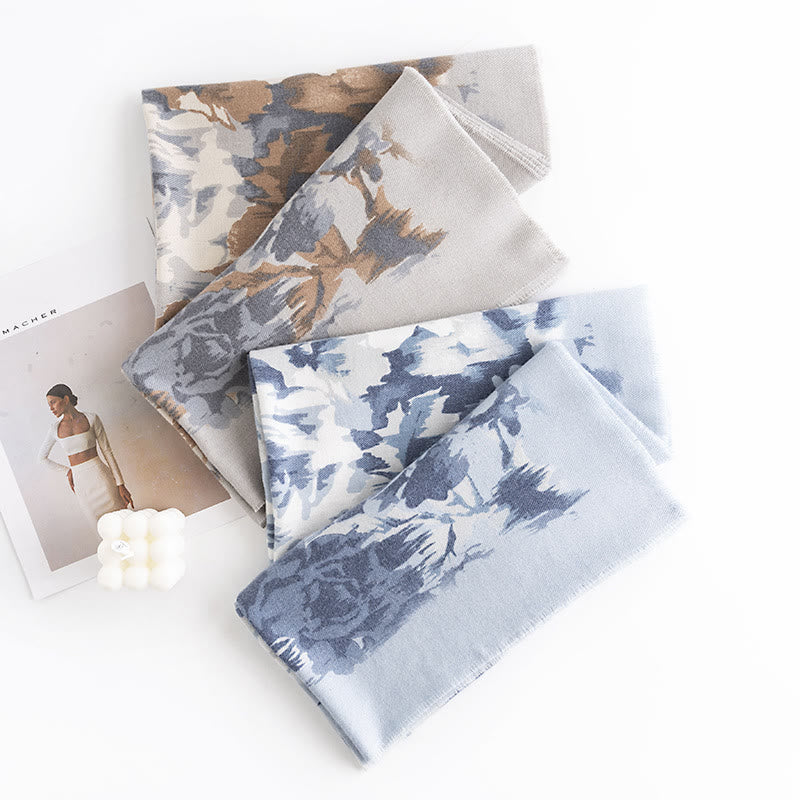 Buddha Stonesチベットショール エスニック レトロ ローズプリント 秋冬 心地良い 暖かい スカーフ ラップ - image 1